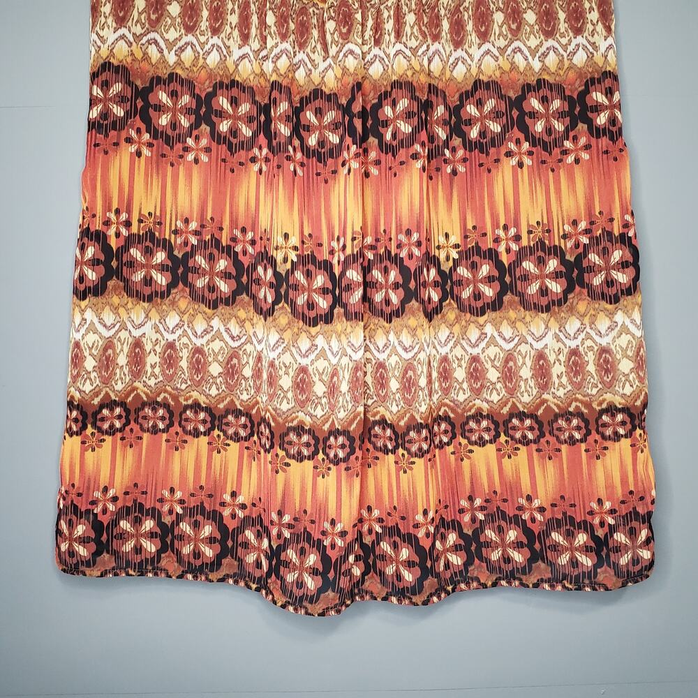Rabbit Rabbit Rabbit Designs Orange Ikat Floral Pleated‎ Shift Dress 16 - Picture 4 of 8